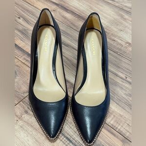 Coach 85mm Waverly Samantha pumps in black leather with beadchain detailing